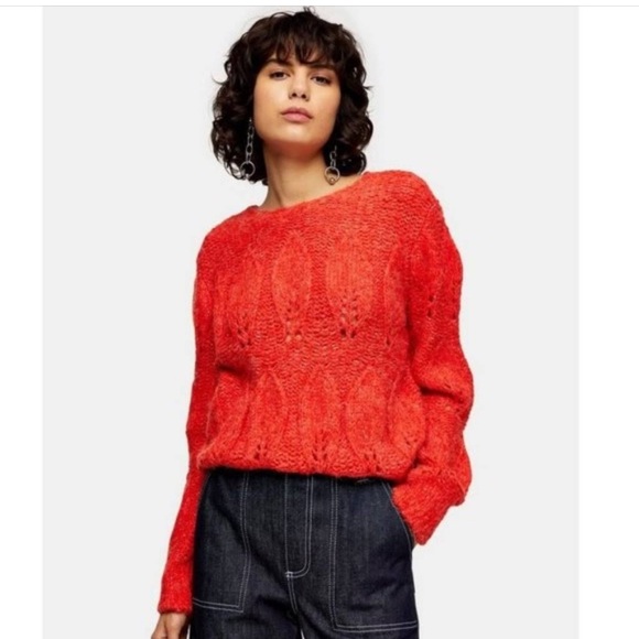 TOPSHOP Petal Pointelle Sweater Knit Size L - Picture 1 of 7